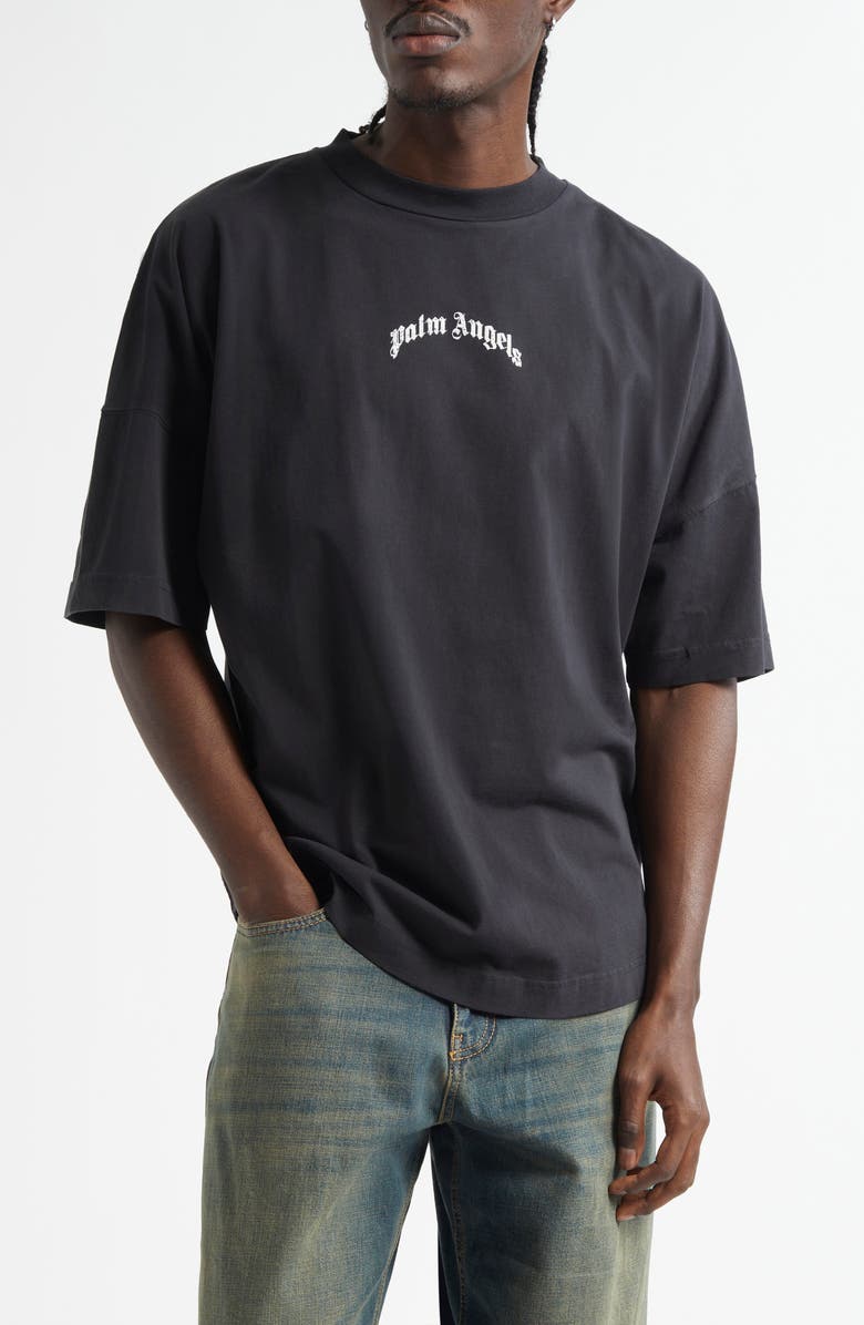 Palm Angels Curved Logo Graphic T-Shirt, Main, color, 