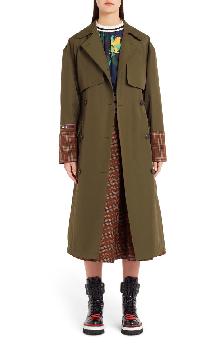 MSGM Rib Trim Floral Print Blouse, Alternate, color, 