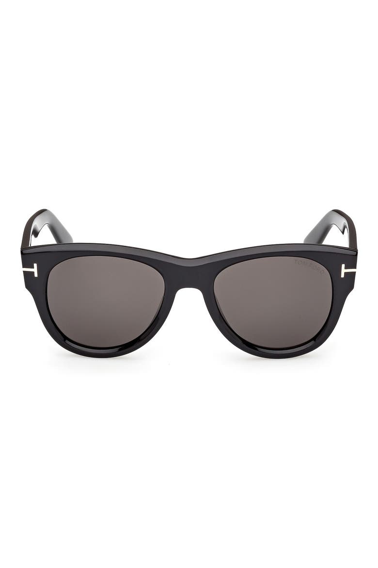 52mm Round Photochromic Sunglasses, Main, color, SHINY BLACK / SMOKE
