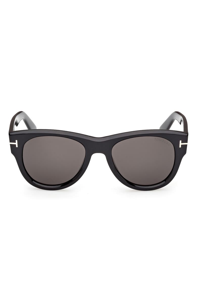 TOM FORD 52mm Round Photochromic Sunglasses, Main, color, Shiny Black / Smoke
