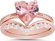 Queen Jewels Morganite Heart Two-Piece Ring Set