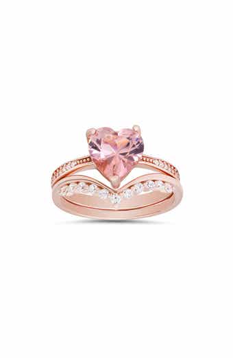 Morganite Heart Two-Piece Ring Set
