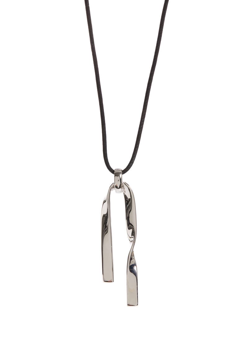 Twist Metal Pendant Necklace, Main, color, RHODIUM