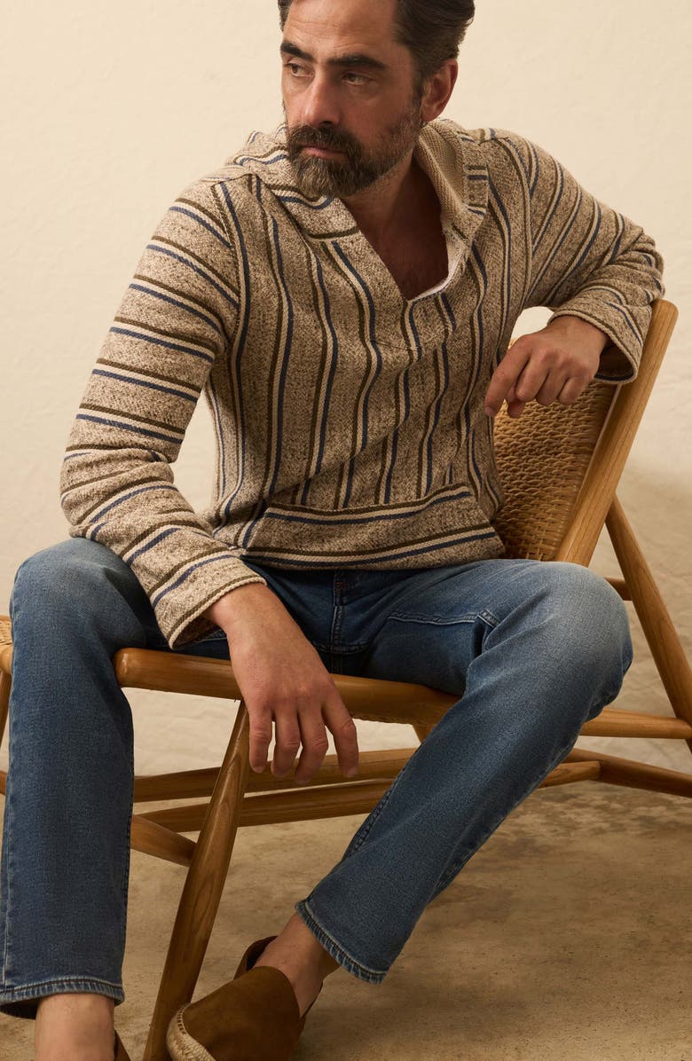 Faherty Whitewater Stripe Organic Cotton Blend Hoodie, Alternate, color, Elk Rapids Stripe