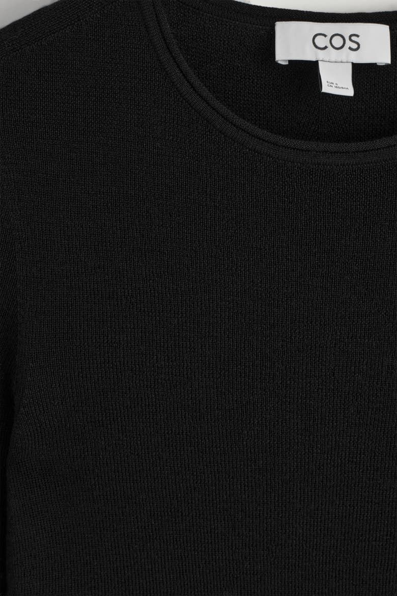 Seamless Merino Wool Long-Sleeved Top, Alternate, color, BLACK
