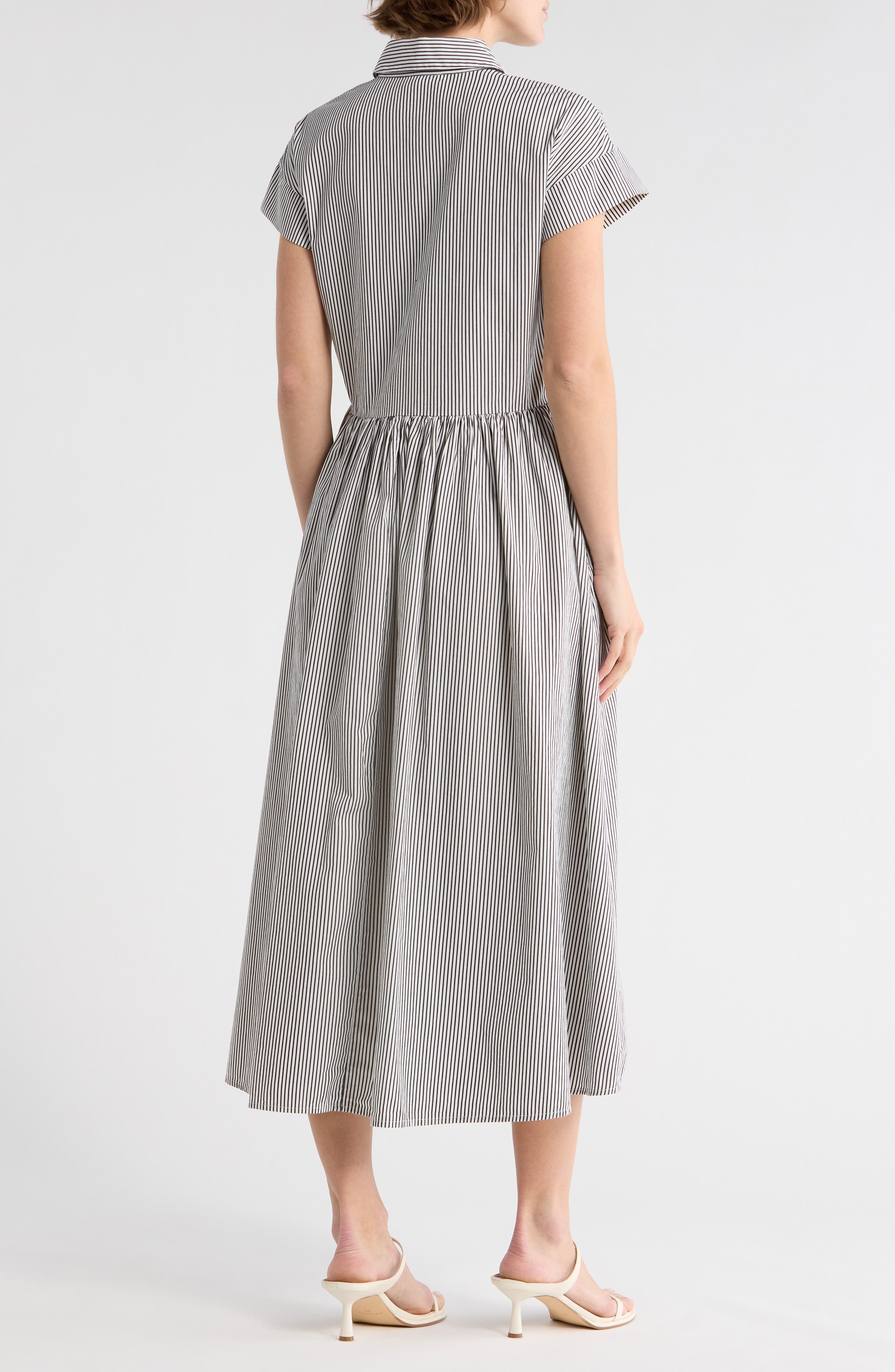 Stripe Short Sleeve A-Line Shirtdress - image 2