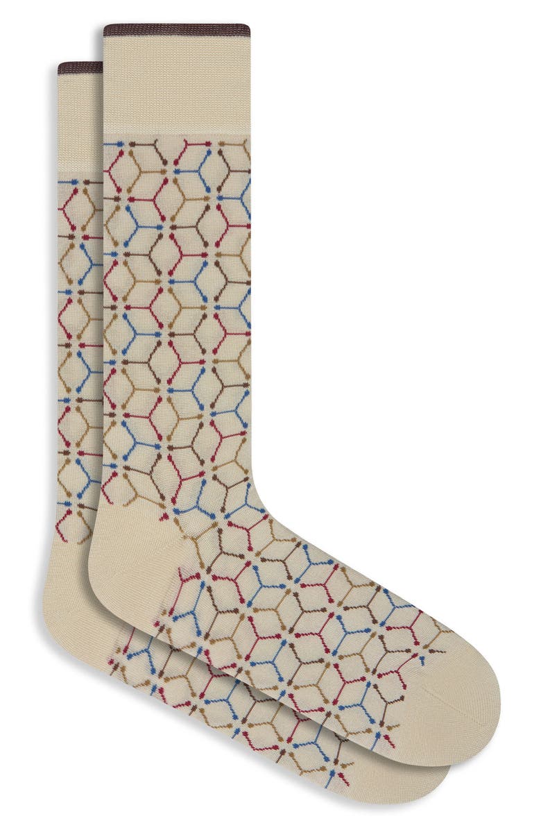 Bugatchi Geo Pattern Mercerized Cotton Blend Dress Socks, Main, color, 