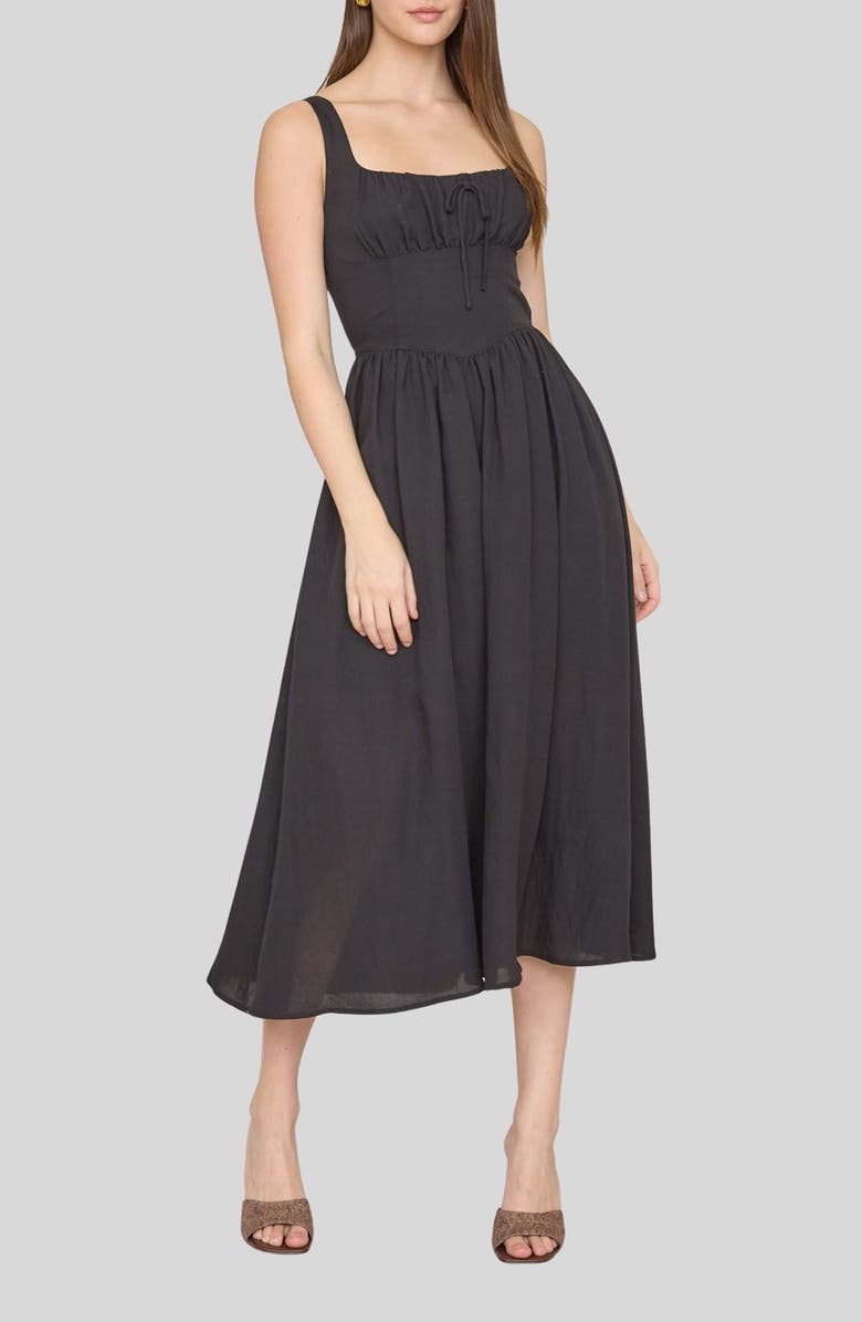 Blu Pepper Bow Fit & Flare Midi Sundress, Main, color, Black