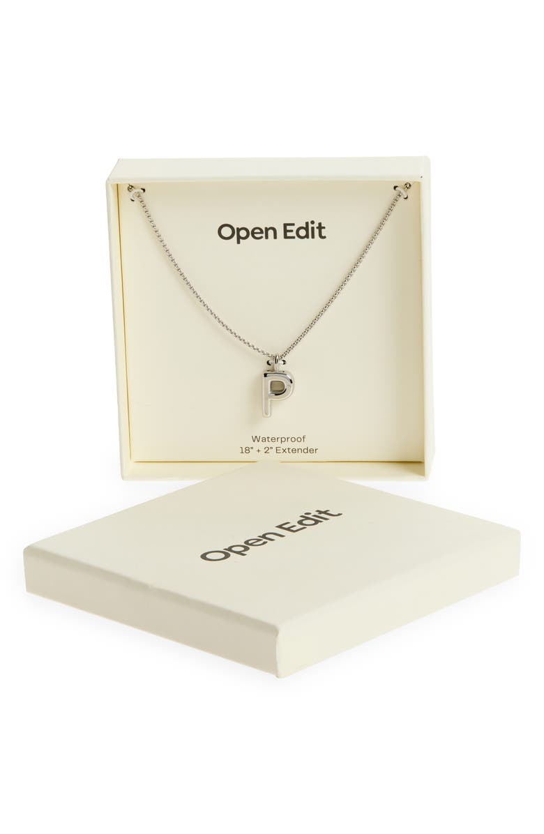 Open Edit Waterproof Bubble Initial Pendant Necklace, Main, color, P- Silver