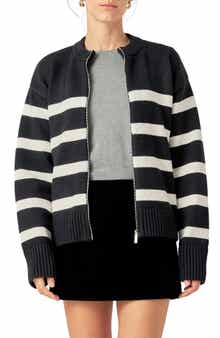 Stripe Zip-Up Cardigan