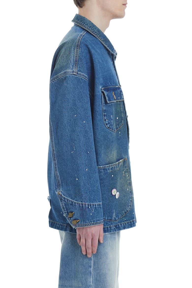 Distressed Denim Painter Jacket, Alternate, color, SAND WASHED BLUE
