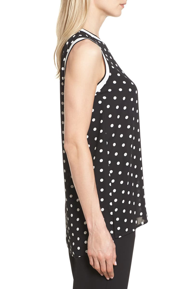 Vince Camuto Knit Trim Dot Print Blouse, Alternate, color, 