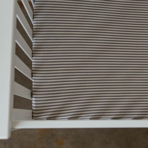 Parker Baby Co. Crib Sheets In Pewter Stripe
