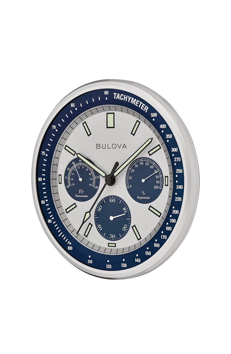 Bulova Clocks Lunar Pilot Chronograph Clock, Alternate, color, Silver