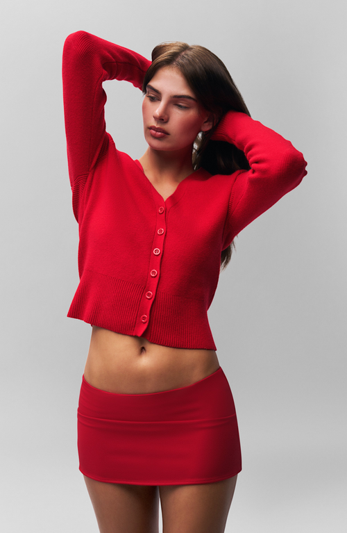 Guizio Camelie Cardigan Top In Red
