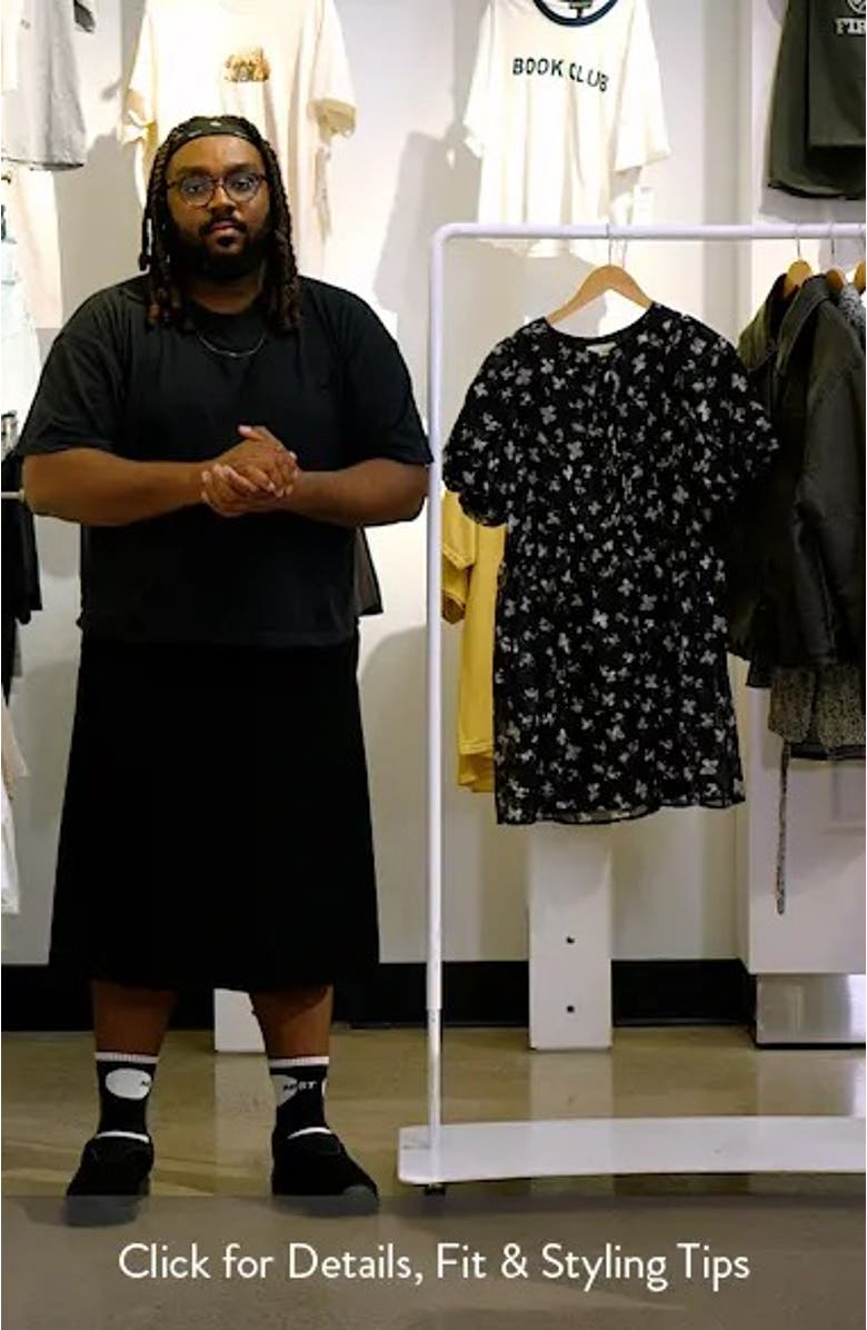 Butterfly Print Bubble Sleeve Minidress, sales video thumbnail