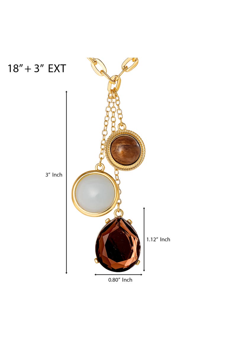 Resin Stone Dangle Pendant Necklace for Women, 18"+3" Gold-Tone Statement Necklace, Alternate, color, Gold tone