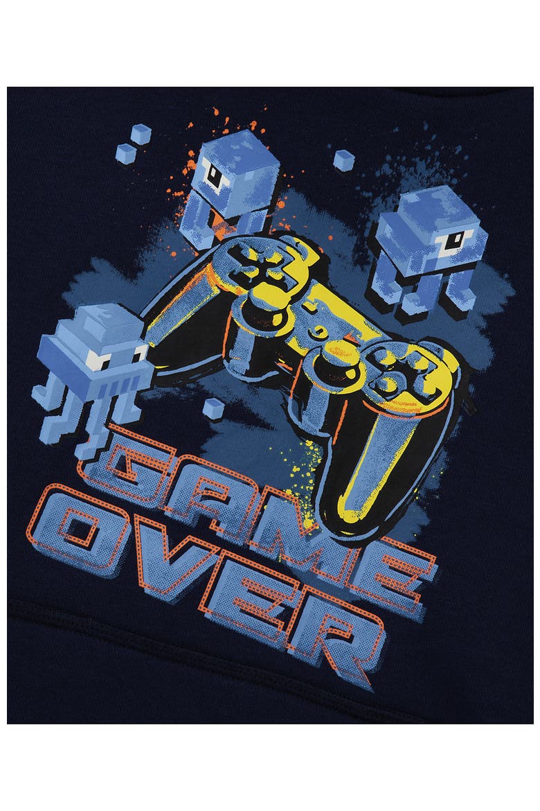 Kids Fleece Pullover Hoodie, Alternate, color, Deep Sea Navy Game Over