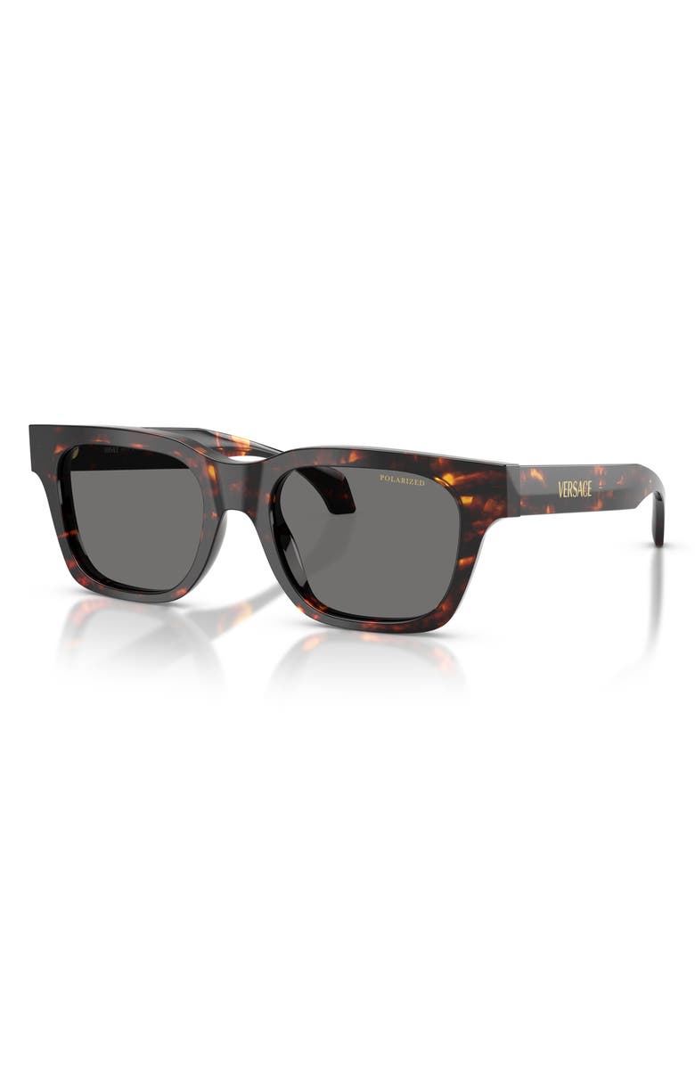 Versace 52mm Polarized Square Sunglasses, Alternate, color, Havana / Dark Grey Polar