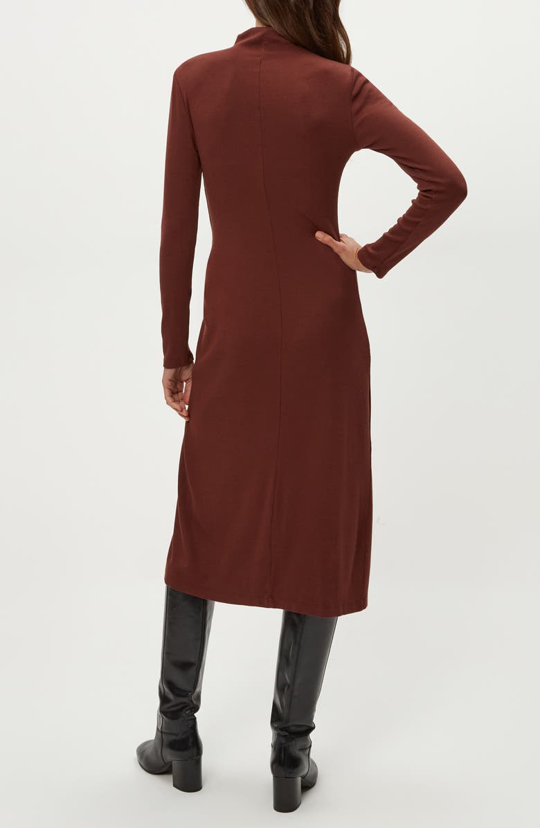 Michael Stars Tish Twisted Mock Neck Long Sleeve Midi Dress, Alternate, color, Espresso