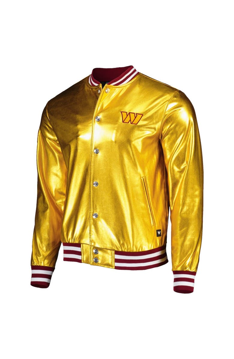 THE WILD COLLECTIVE Men's The Wild Collective Gold Washington Commanders Metallic Bomber Full-Snap Jacket, Alternate, color, Gold