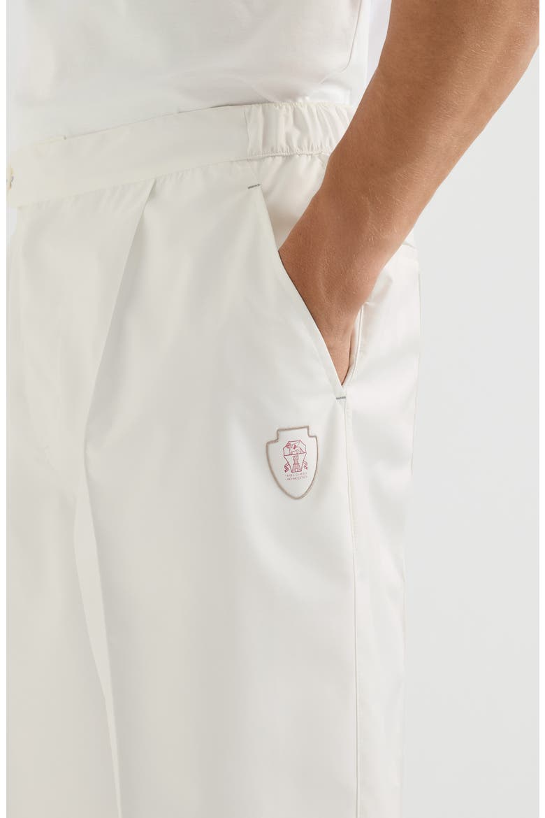 Nylon trousers with tabbed waistband, Crête detail and elasticated zipper cuffs, Alternate, color, White