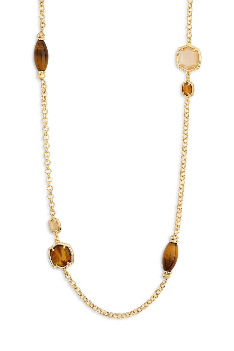 Monica Station Necklace, Main, color, GOLD BROWN MIX