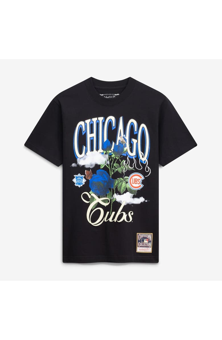 Mitchell & Ness Men's Mitchell & Ness  Black Chicago Cubs Cooperstown Floral T-Shirt, Main, color, Black