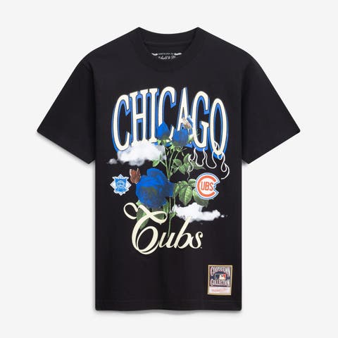 Men's Mitchell & Ness  Black Chicago Cubs Cooperstown Floral T-Shirt