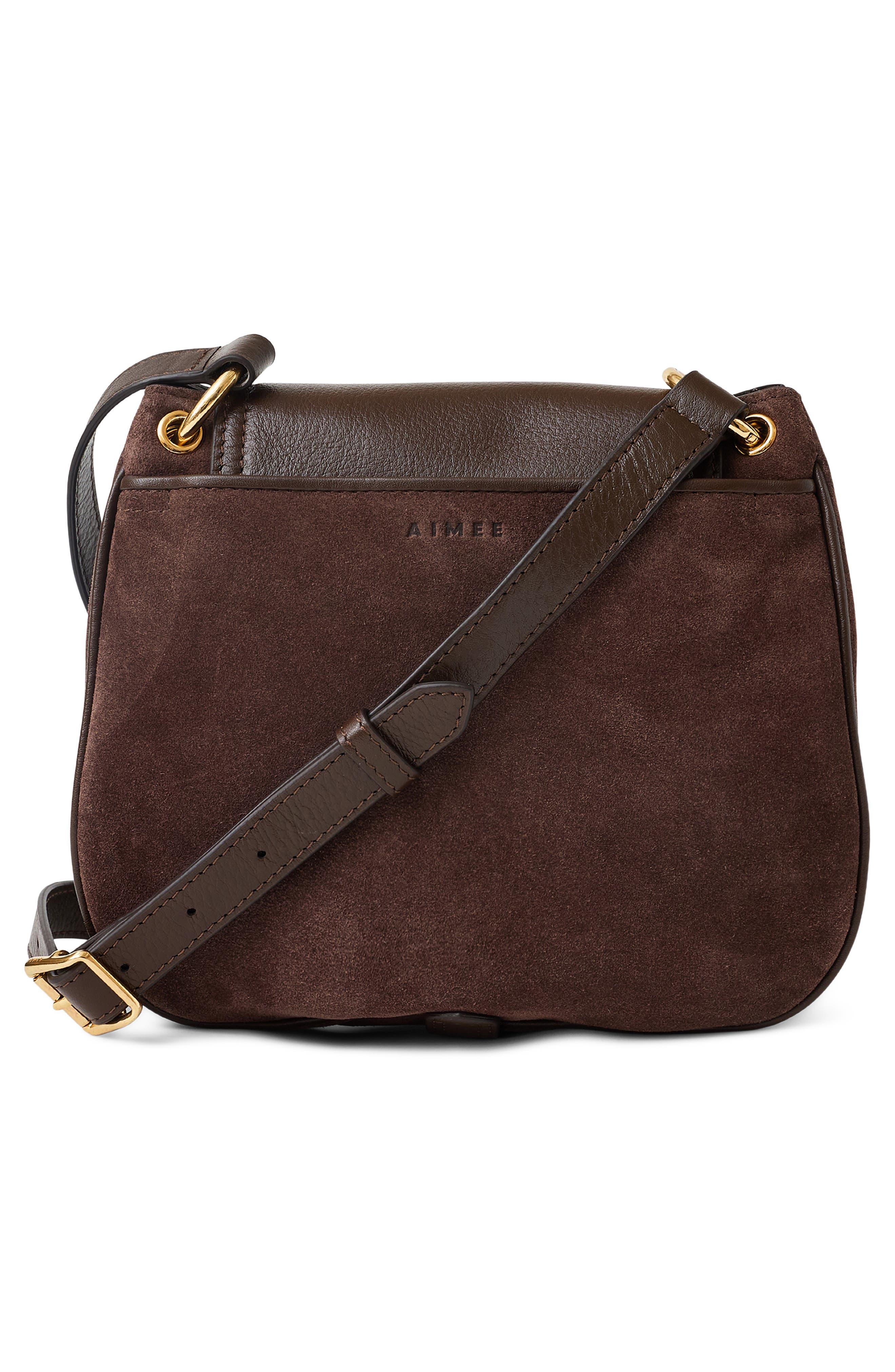 Dash Mini Leather Crossbody, Alternate, color, FUDGE SUEDE