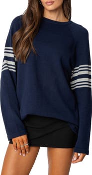 EDIKTED Contrast Stripe Oversize Sweater