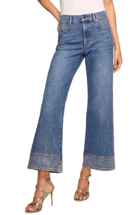 Lea Rhinestone High Waist Crop Flare Jeans