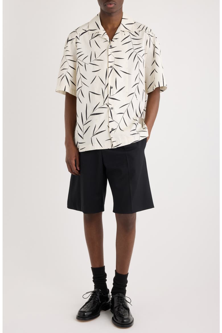 La Chemise Fonccio Foliage Print Camp Shirt, Alternate, color, PRINT FOLIAGE OFF WHITE/ B