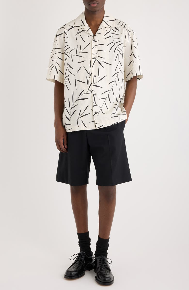 Jacquemus La Chemise Fonccio Foliage Print Camp Shirt, Alternate, color, Print Foliage Off White/ B
