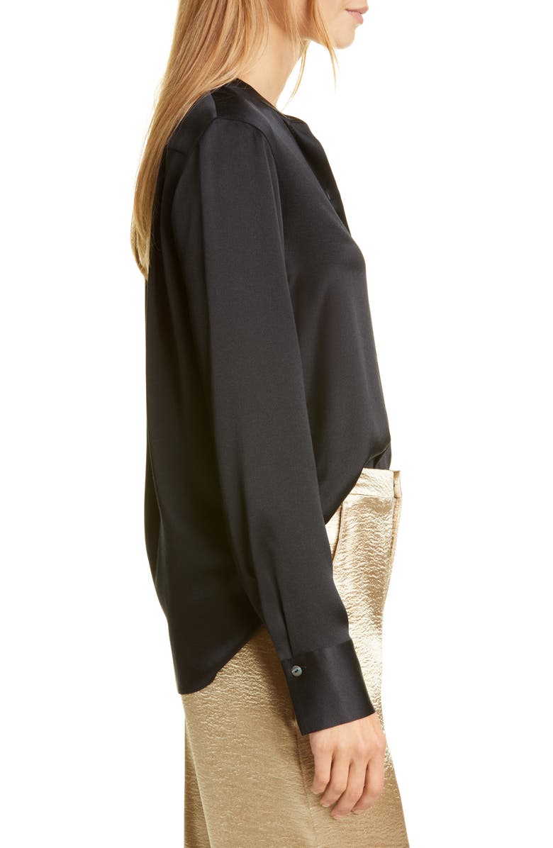 Vince Slim Fit Band Collar Silk Blouse, Alternate, color, 