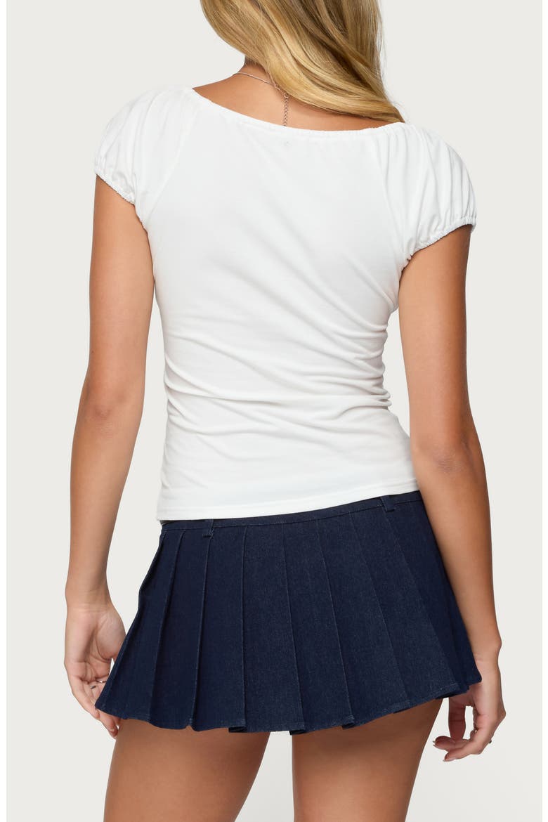 Oleana Gathered Bust Stretch Cotton Top, Alternate, color, WHITE