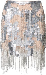 NASTY GAL Paillette Beaded Fringe Miniskirt