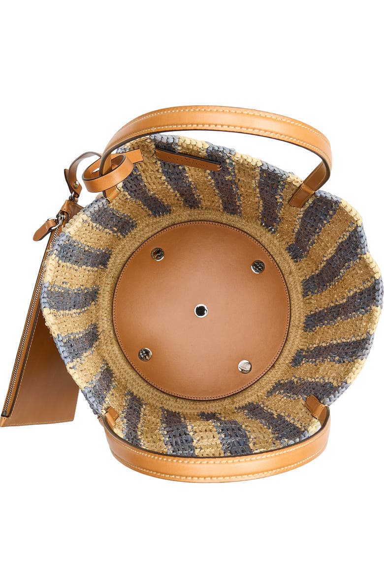 Valentino Garavani VLOGO Signature Crochet Raffia Tote, Alternate, color, Natural/ Blue