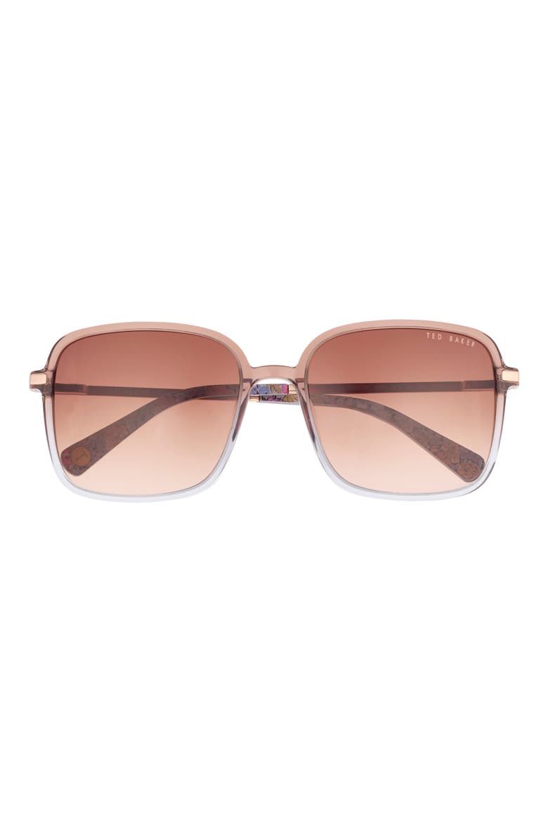 57mm Gradient Square Sunglasses, Main, color, BROWN
