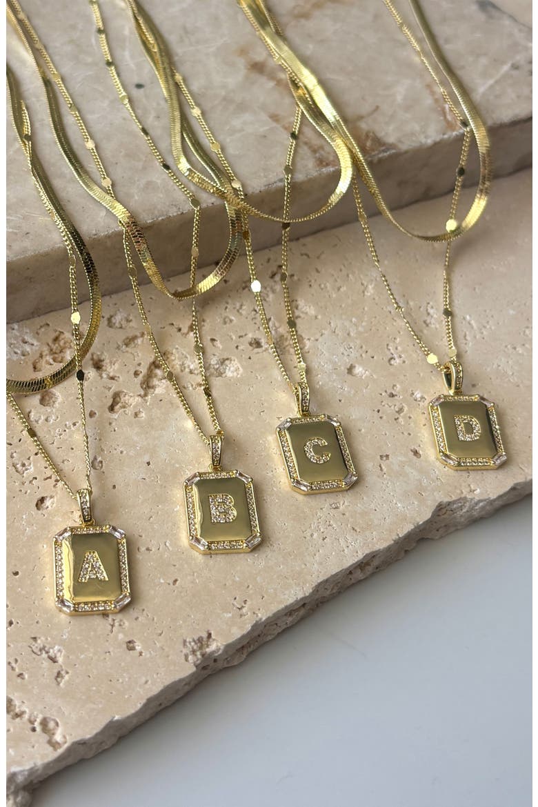 Initial Tag Pendant Necklace, Alternate, color, GOLD-D
