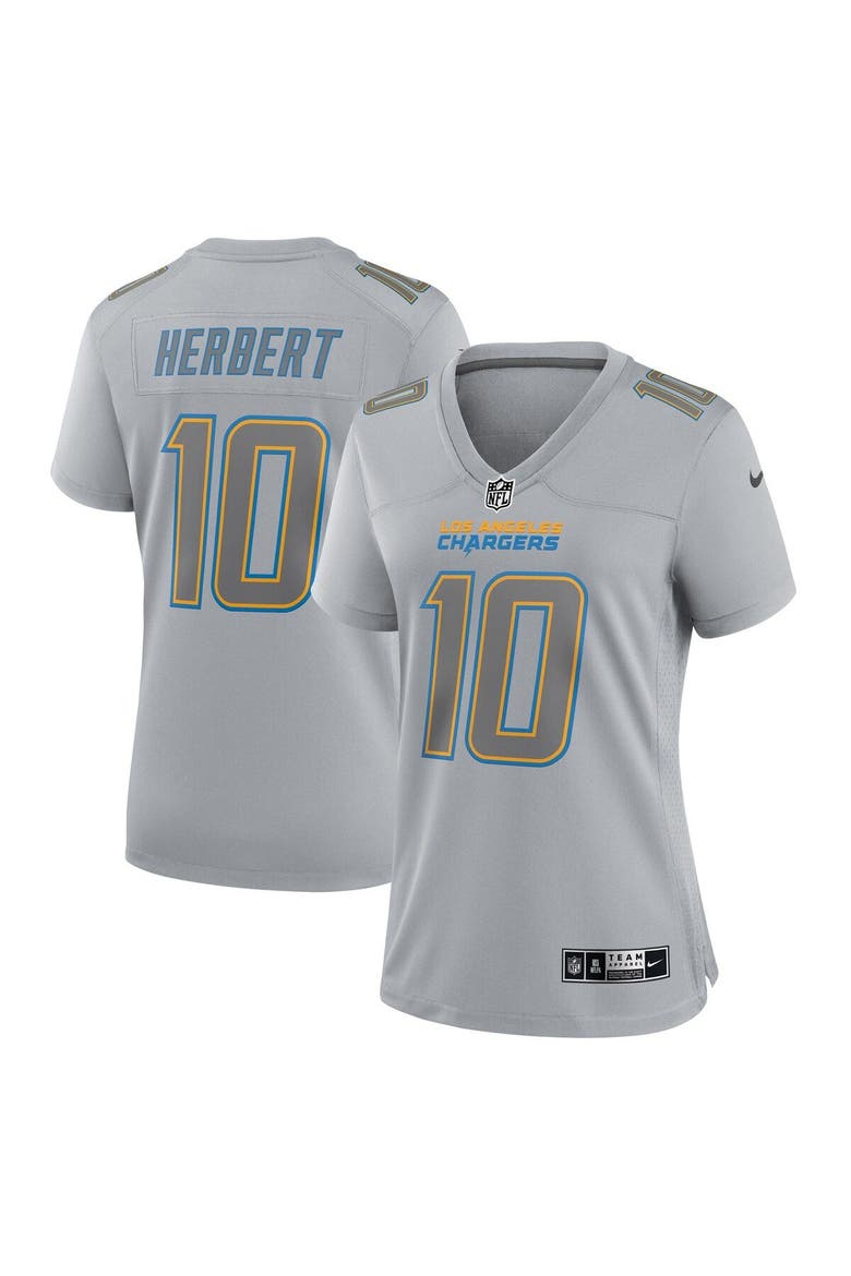 Women's Nike Justin Herbert Gray Los Angeles Chargers Atmosphere Fashion Game Jersey, Main, color, Gray