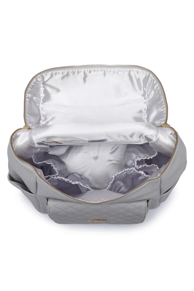 Monaco Faux Leather Diaper Backpack, Alternate, color, STONE GREY