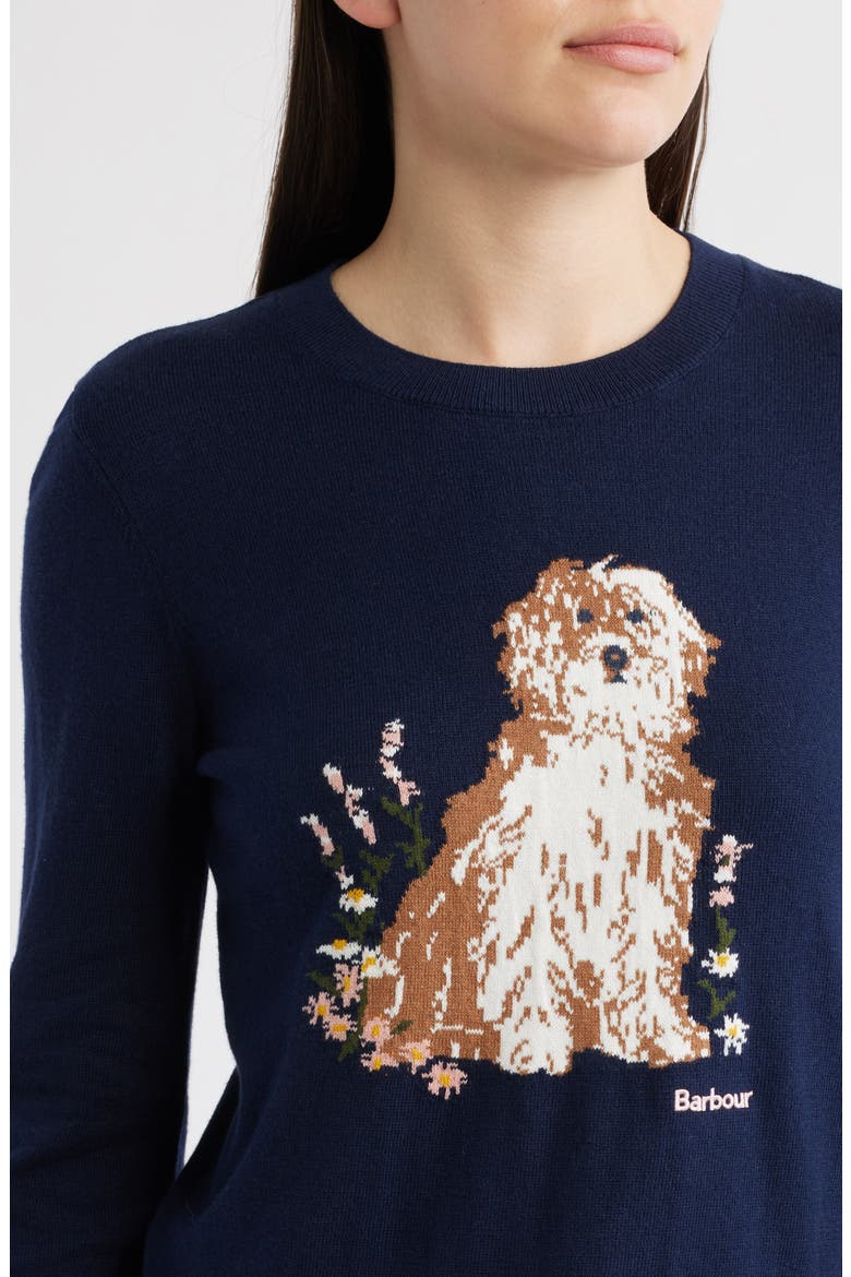 Alder Intarsia Cotton & Cashmere Sweater, Alternate, color, NAVY