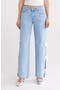Bow Covered Slit Wide Leg Jeans