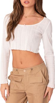 EDIKTED Pointelle Crop Top