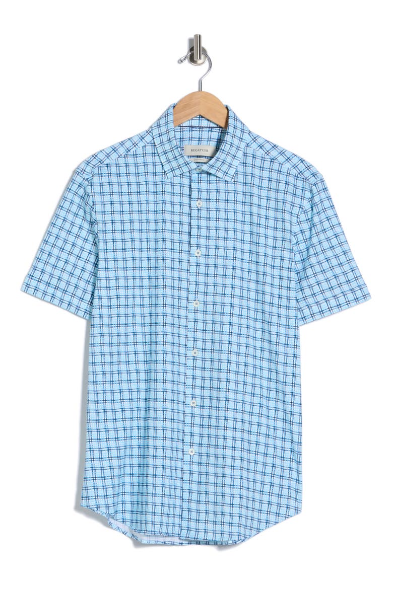 Short Sleeve Stretch Cotton Button-Up Shirt, Alternate, color, ICE