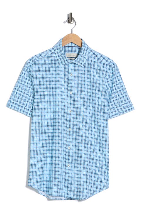 Short Sleeve Stretch Cotton Button-Up Shirt