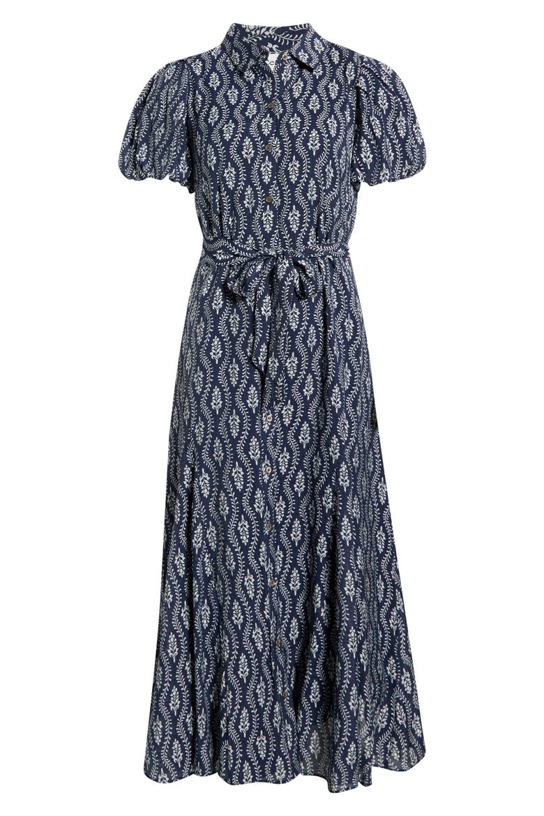 Floral Short Sleeve Midi Shirtdress, Alternate, color, CLASSIC NAVY
