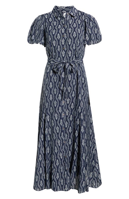 Cece Floral Short Sleeve Midi Shirtdress In Blue