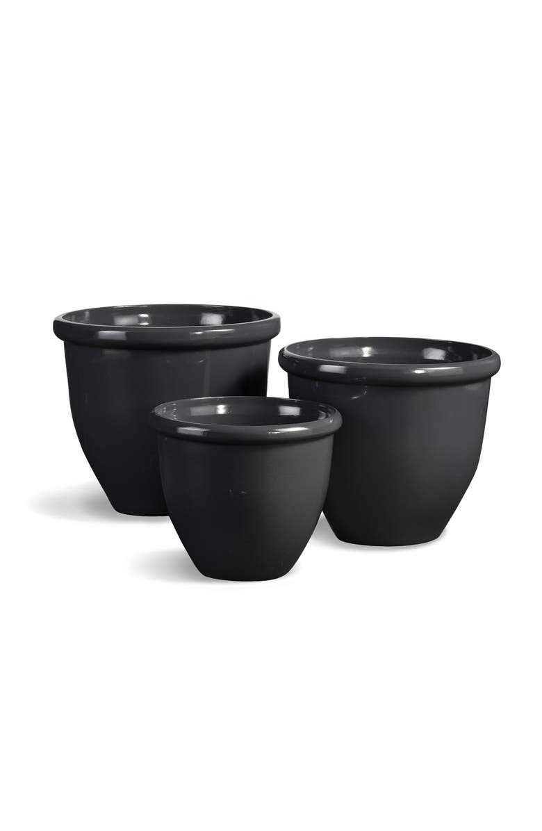 Napa Home & Garden Glazelite Garden Pots, Set of 3, Main, color, Black